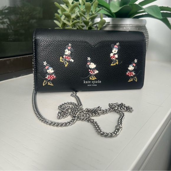 Kate Spade x Disney Minnie Mouse Black Clutch Bag with Chain Strap - Picture 2 of 13